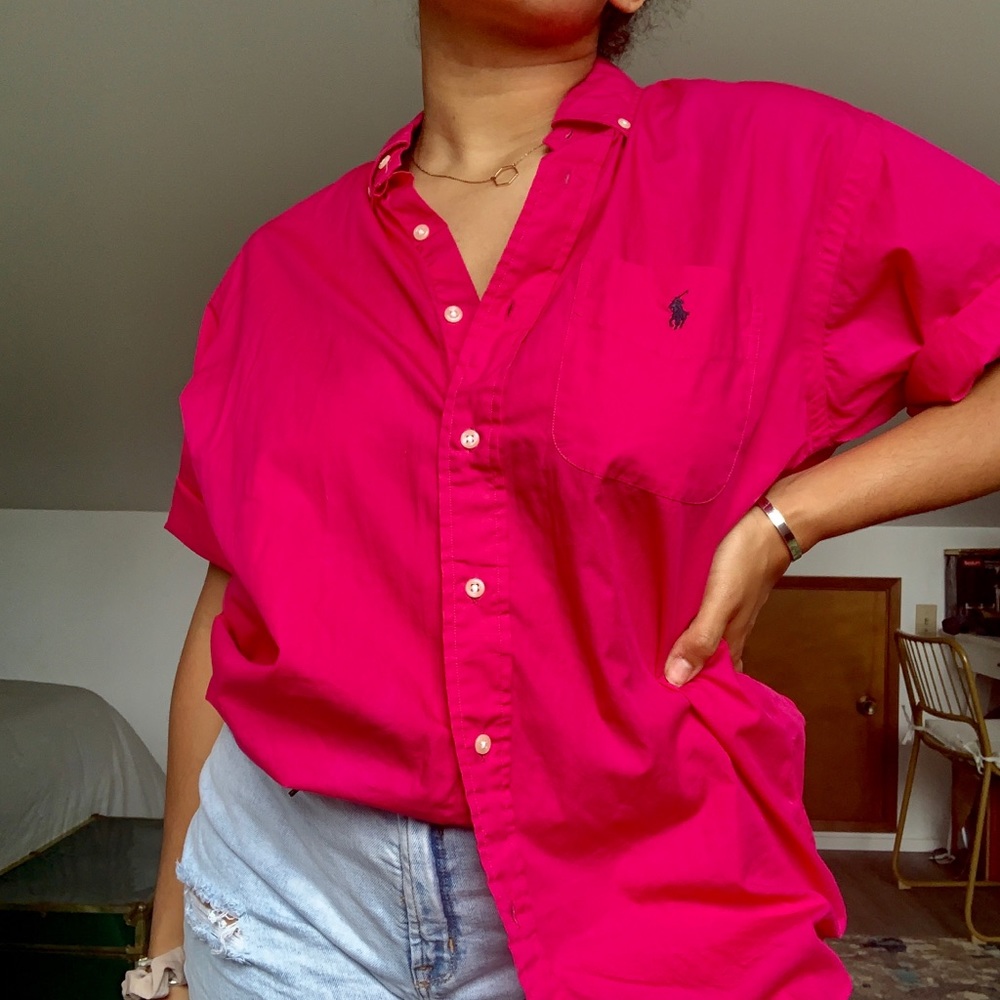 HOT HOT HOT Pink Ralph Lauren “Blaire” Top 🥵